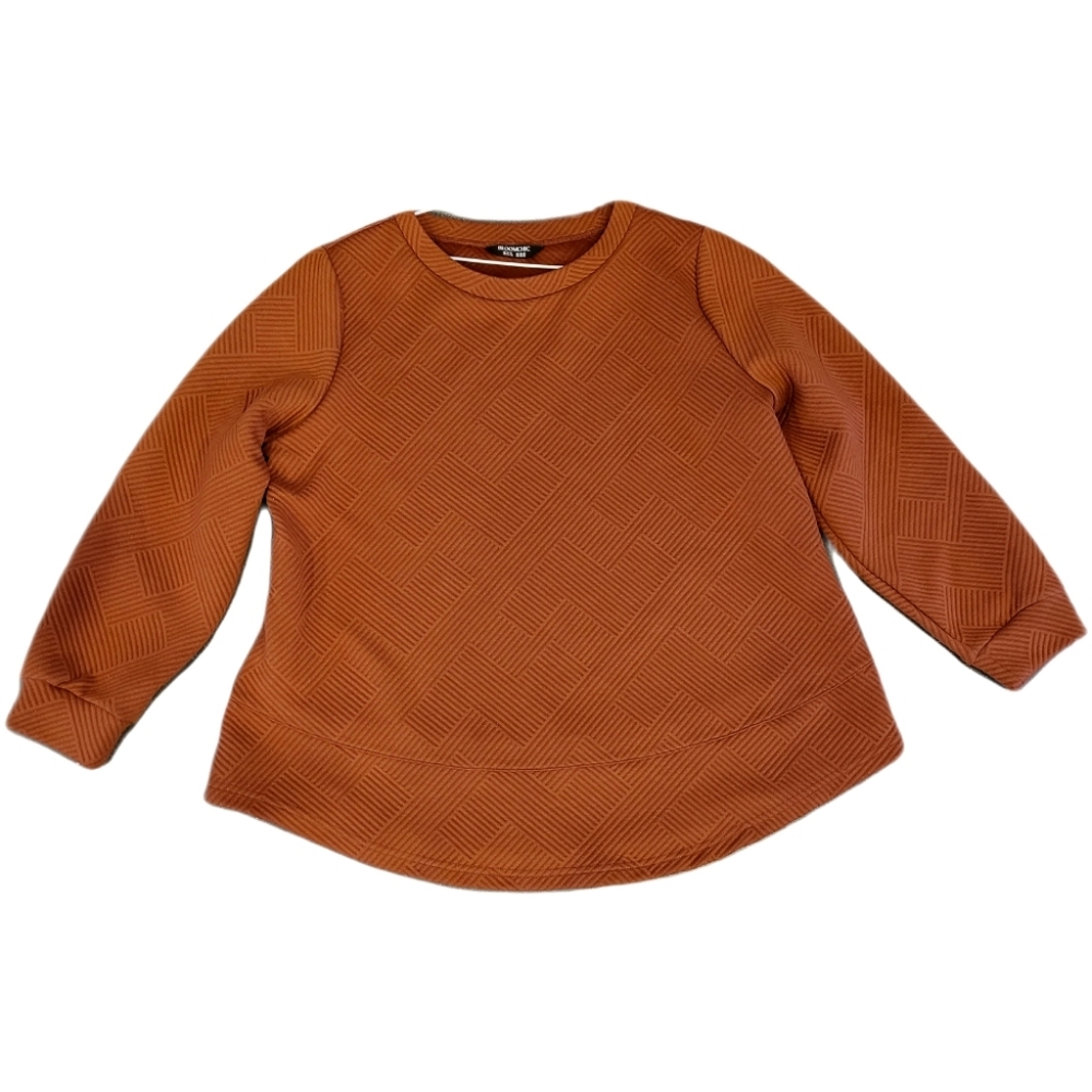 BloomChic Rust Textured Top Blouse Long Sleeve Sweater